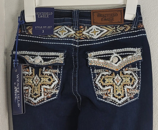 Dark Blue Jeans Flared Boot Cut Long Women's